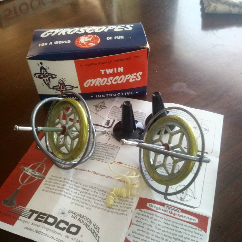 Tedco Gyroscope Twin Pack Retro Science Physics Spinning Top Vintage Educational